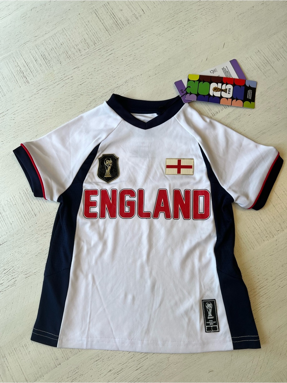 FIFA England Kids Soccer Tee - White & Navy